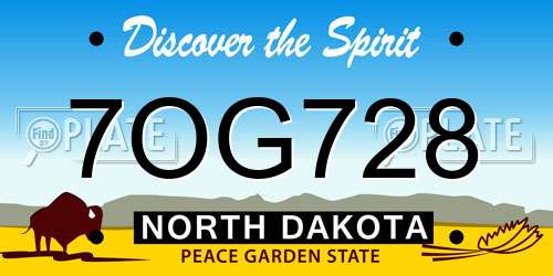 7OG728 North Dakota License Plate