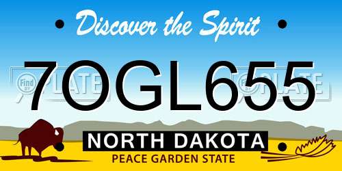 7OGL655 North Dakota License Plate