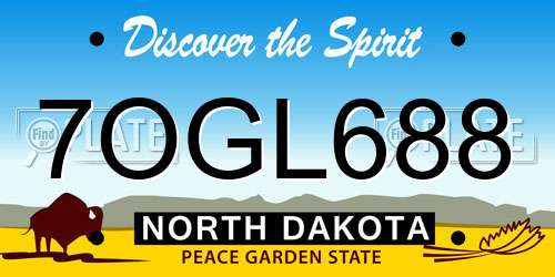 7OGL688 North Dakota License Plate