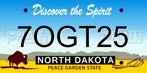 7OGT25 North Dakota License Plate