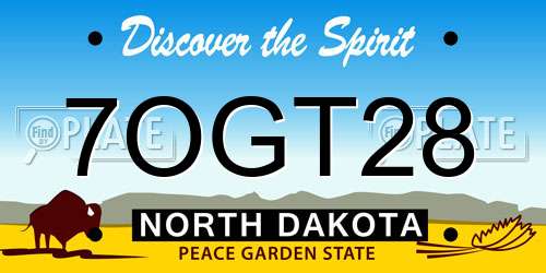 7OGT28 North Dakota License Plate
