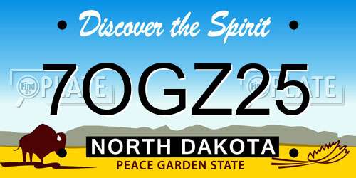 7OGZ25 North Dakota License Plate