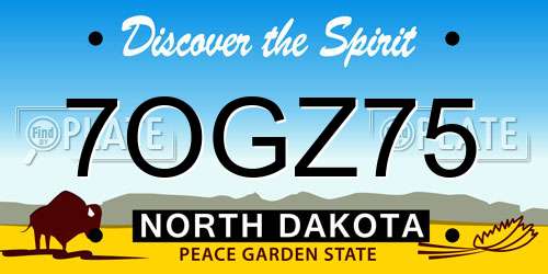 7OGZ75 North Dakota License Plate