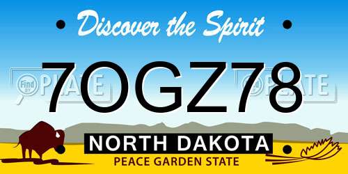 7OGZ78 North Dakota License Plate