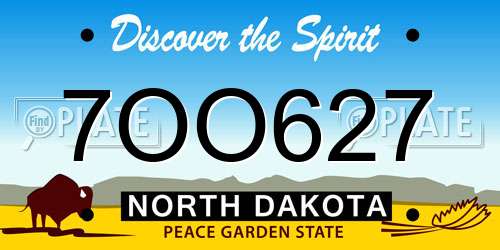 7OO627 North Dakota License Plate