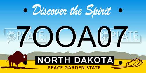 7OOA07 North Dakota License Plate