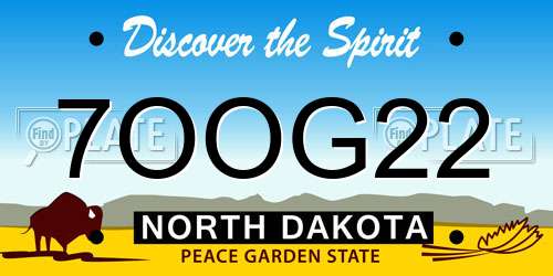 7OOG22 North Dakota License Plate