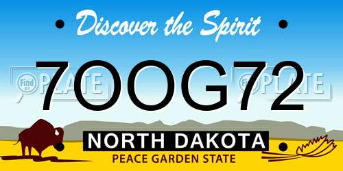 7OOG72 North Dakota License Plate