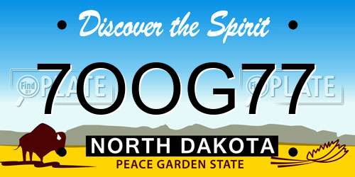 7OOG77 North Dakota License Plate
