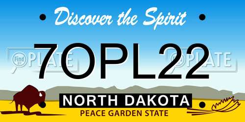7OPL22 North Dakota License Plate