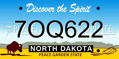 7OQ622 North Dakota License Plate