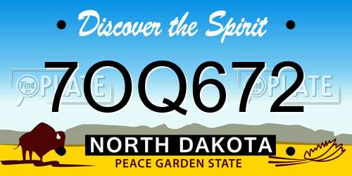 7OQ672 North Dakota License Plate