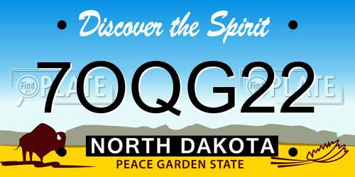7OQG22 North Dakota License Plate