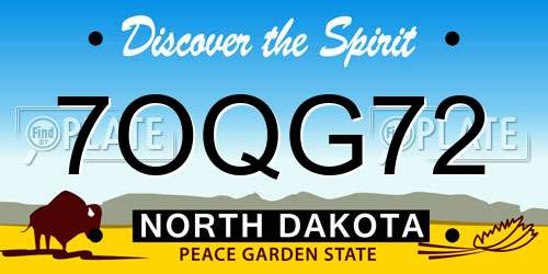 7OQG72 North Dakota License Plate