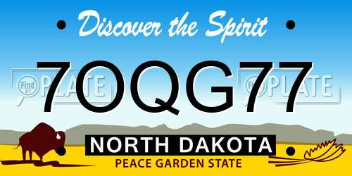 7OQG77 North Dakota License Plate