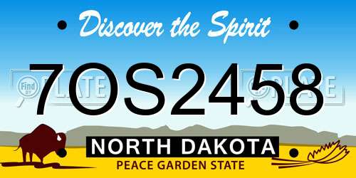 7OS2458 North Dakota License Plate