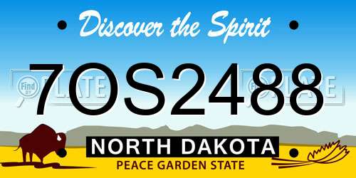 7OS2488 North Dakota License Plate