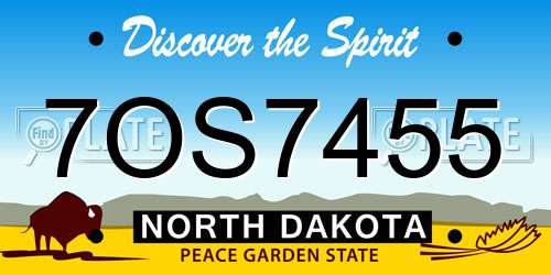 7OS7455 North Dakota License Plate