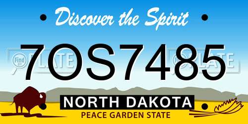 7OS7485 North Dakota License Plate