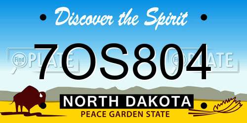 7OS804 North Dakota License Plate
