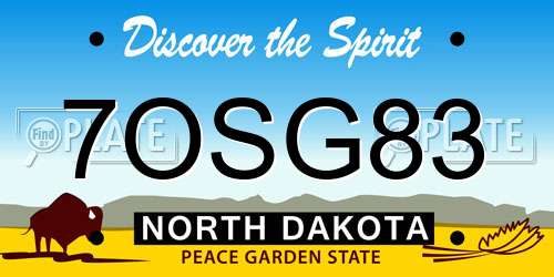 7OSG83 North Dakota License Plate