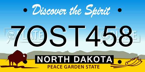 7OST458 North Dakota License Plate