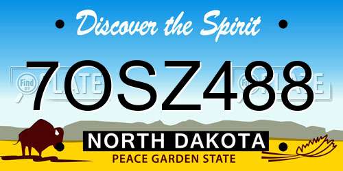 7OSZ488 North Dakota License Plate