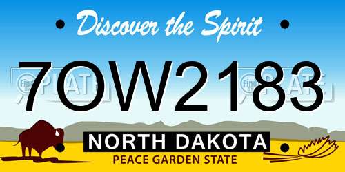 7OW2183 North Dakota License Plate