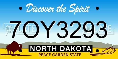 7OY3293 North Dakota License Plate