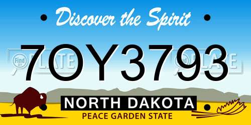 7OY3793 North Dakota License Plate