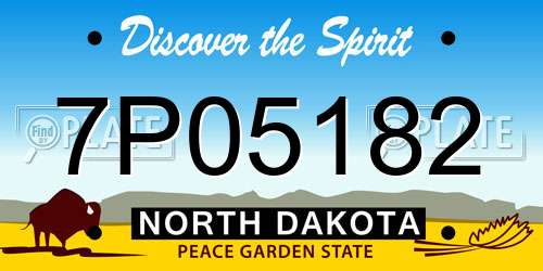 7P05182 North Dakota License Plate