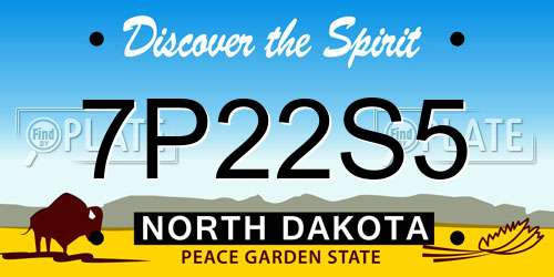 7P22S5 North Dakota License Plate