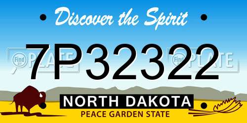 7P32322 North Dakota License Plate