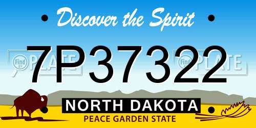 7P37322 North Dakota License Plate