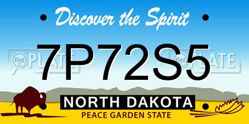 7P72S5 North Dakota License Plate