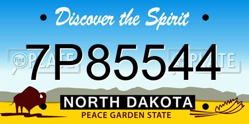 7P85544 North Dakota License Plate
