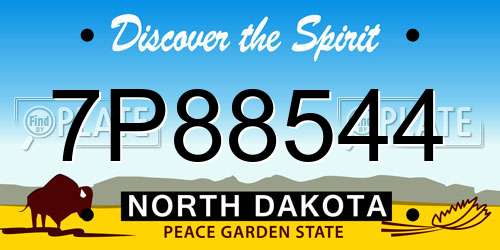 7P88544 North Dakota License Plate