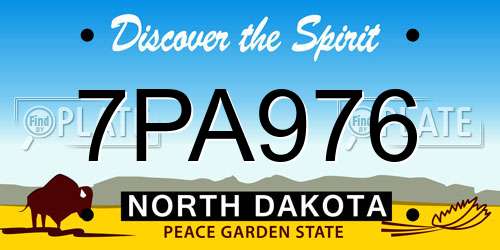 7PA976 North Dakota License Plate