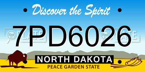 7PD6026 North Dakota License Plate