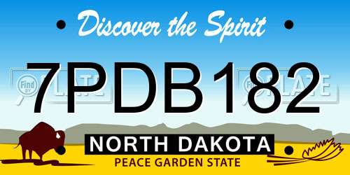7PDB182 North Dakota License Plate