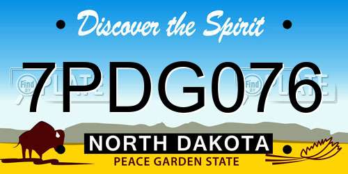 7PDG076 North Dakota License Plate