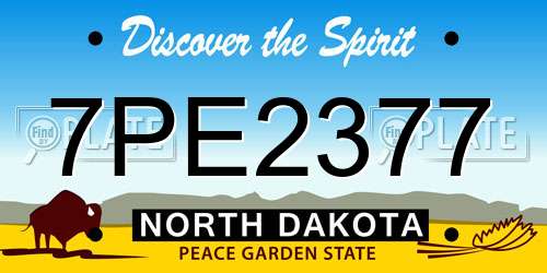 7PE2377 North Dakota License Plate