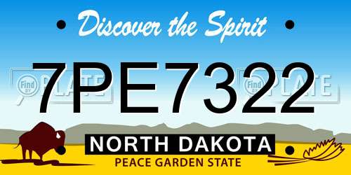 7PE7322 North Dakota License Plate