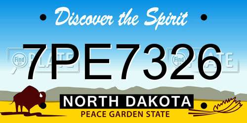 7PE7326 North Dakota License Plate