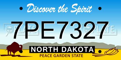 7PE7327 North Dakota License Plate