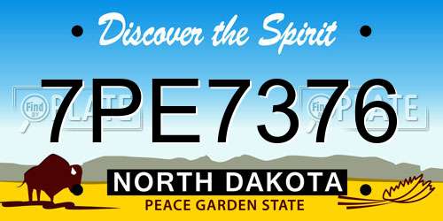 7PE7376 North Dakota License Plate
