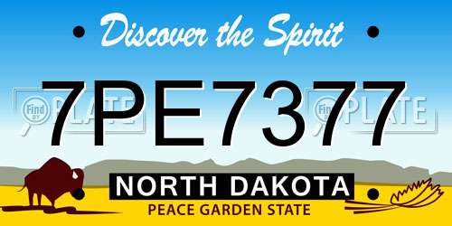 7PE7377 North Dakota License Plate
