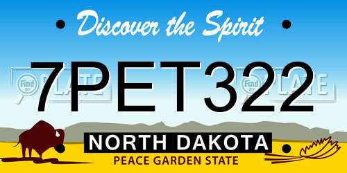7PET322 North Dakota License Plate