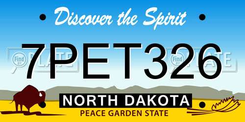 7PET326 North Dakota License Plate