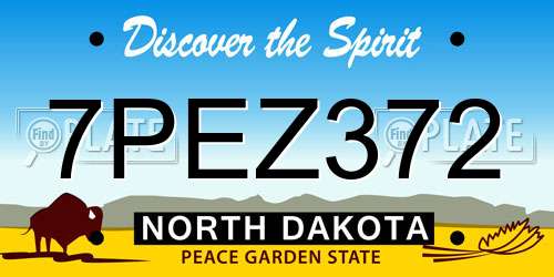 7PEZ372 North Dakota License Plate